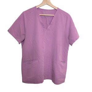Figs Womens Large Casma Three Pocket Scrub Top Chalk Pink Limited FW1100 Medical